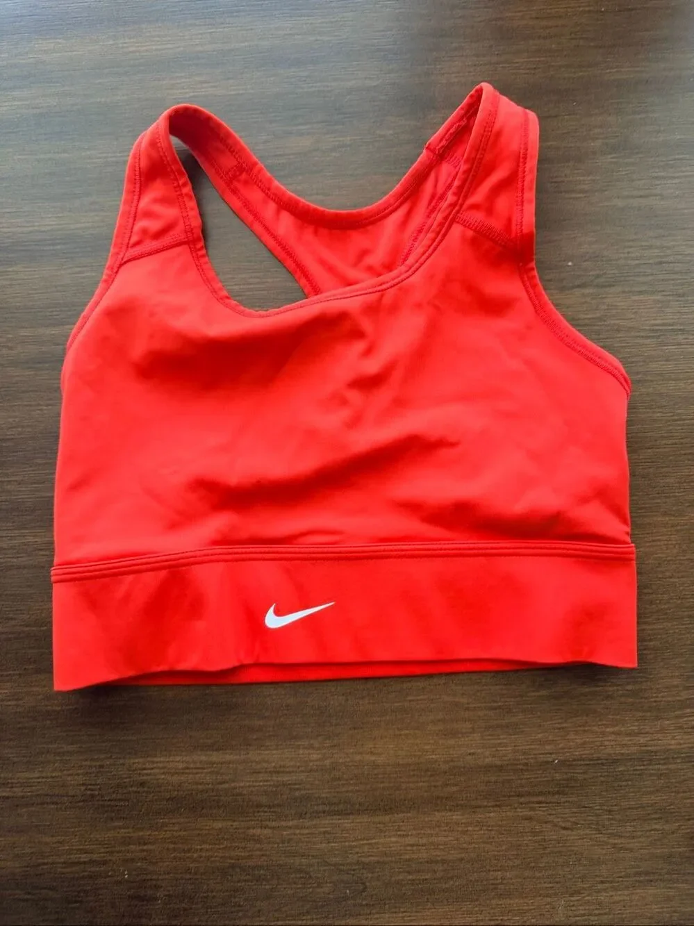Nike Red Sports Bra Size M Racerback Swoosh Logo Workout Athleisure Activewear